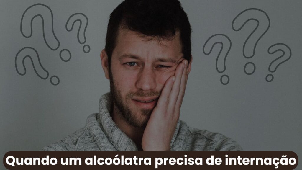 Homem refletindo sobre seu consumo de álcool, representando a dúvida sobre quando um alcoólatra precisa de internação.